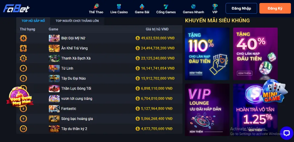 Banner khuyến mãi nổ hũ trên 39go99